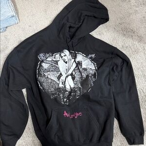 Avril Lavigne Black Graphic Hoodie with Pink Accents